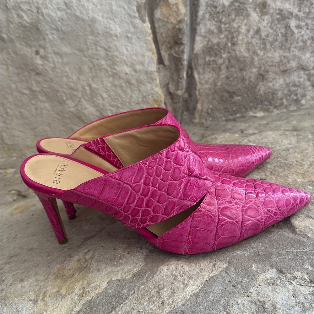 Alexandre Birman Pink Faux Crocodile Mule Heel Size 7 - Picture 6 of 6